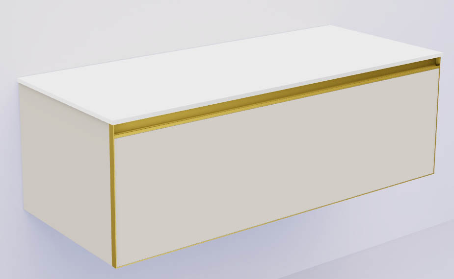 QUATRO 1 120CM тумба CASHMERE профиль MATT GOLD + внутр. подсв. 790-M1-120-CM-MG-LED