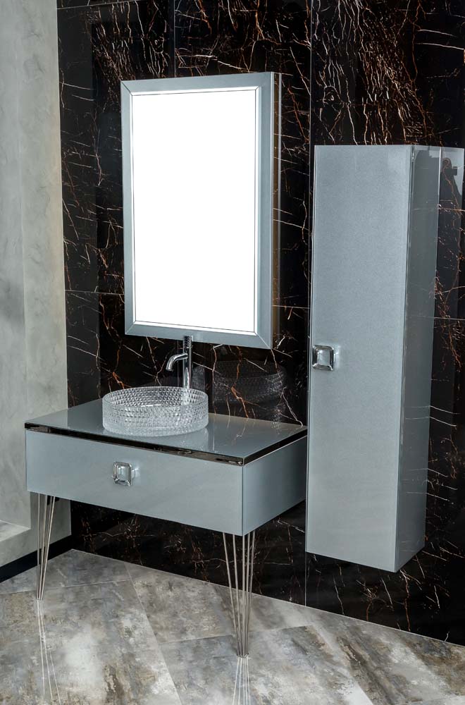 Столешница стекло 100см прямая Серебро Lucido 853-100-SL