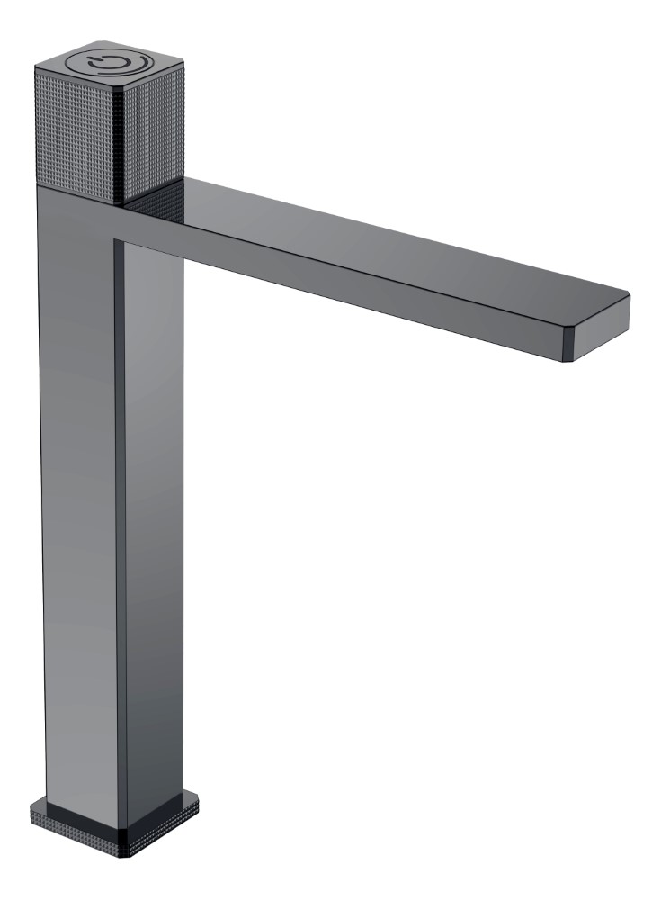 Смеситель автоматический для раковины высокий QUAD SHINE GUN METAL 159/2-SGM