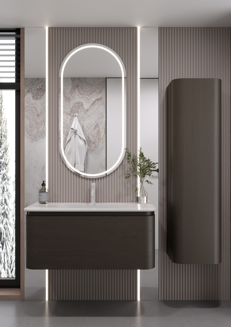 OVALE 1 полка 100CM ШПОН тумба + раковина OV0110100-100