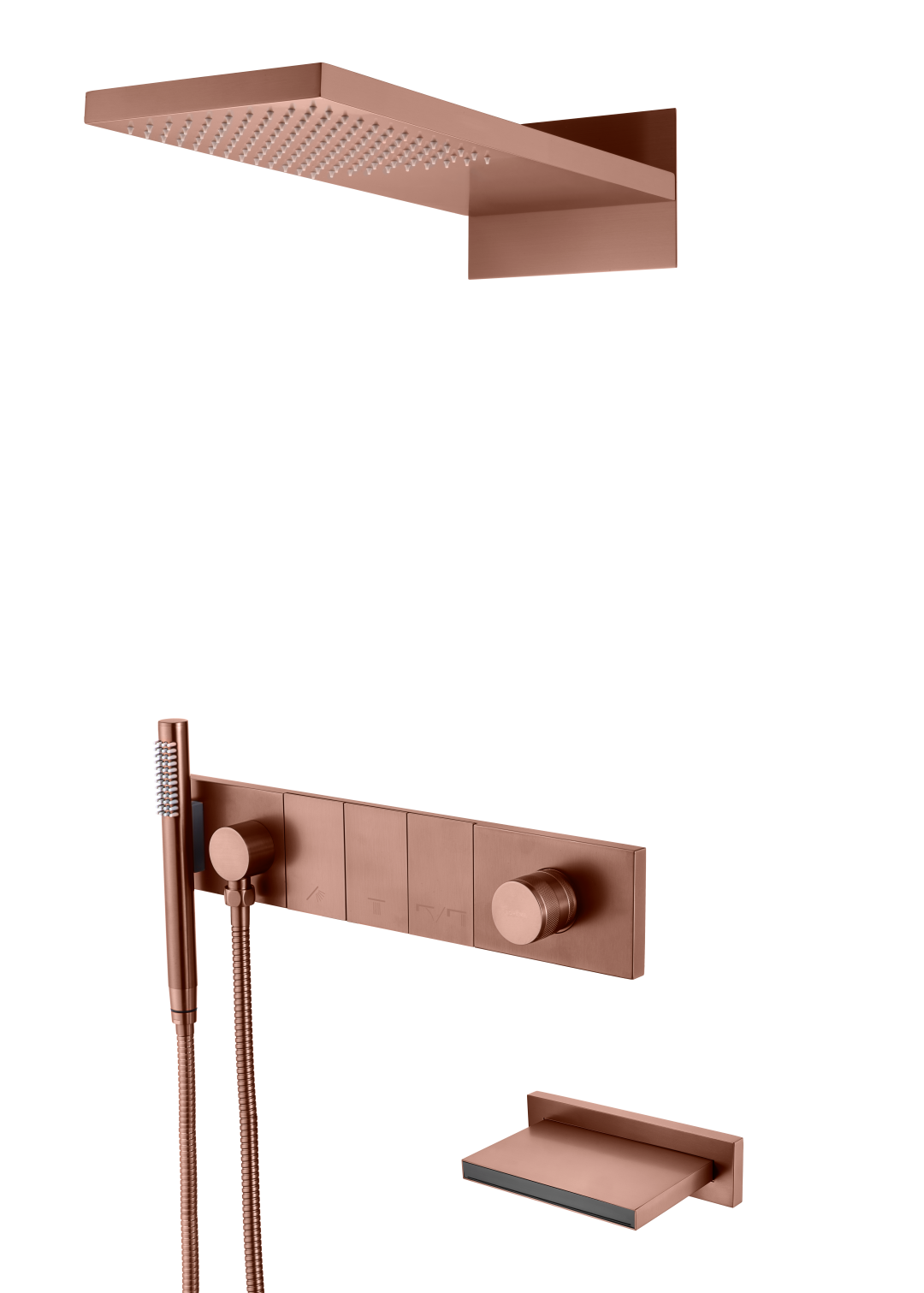 Встроенная душевая система с изливом ZODIAC, трехпозиционная Brushed Bronze 132-2-BRB