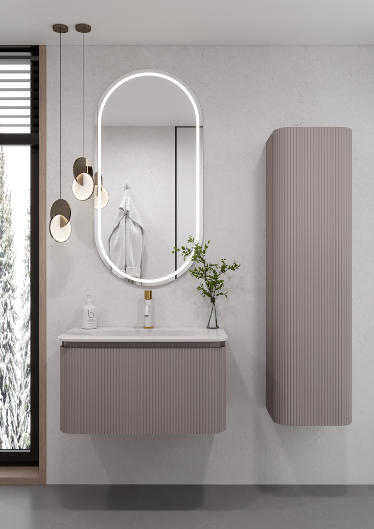 OVALE 1 полка рифленая 80CM DELMAR тумба + раковина OV1110100-080