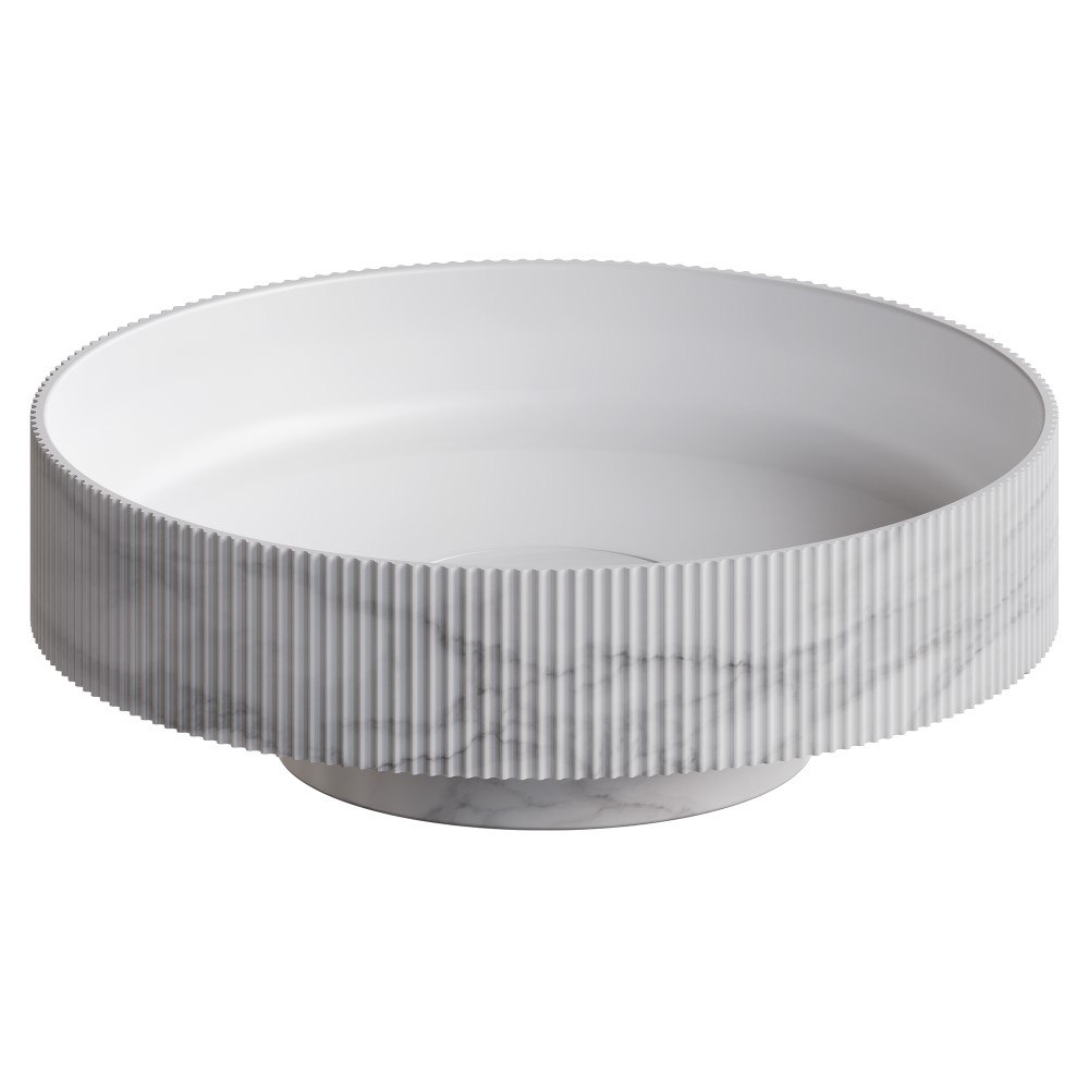 Раковина накладная рифленая SOLE Corian 400*130 Calacatta 801-R-CLCT