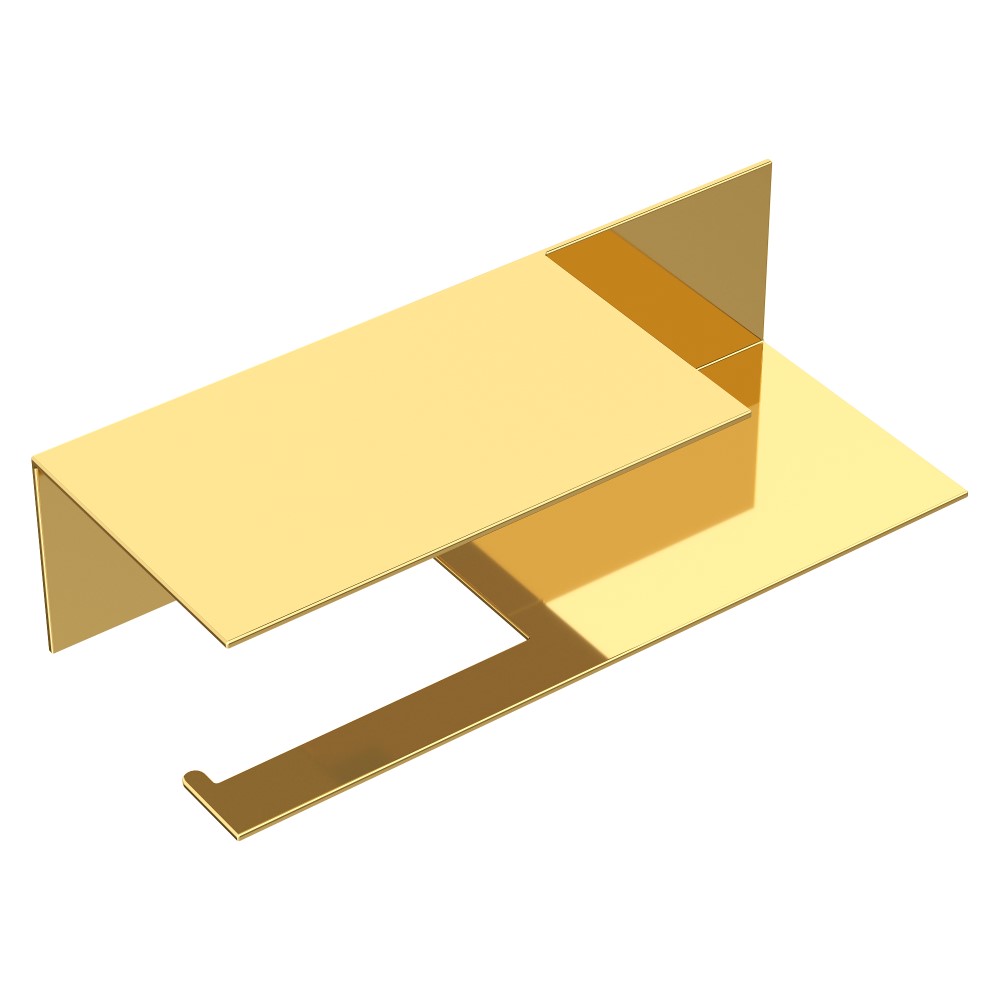 Держатель для туалетной бумаги c полкой Qubic Gold 10721-2-G