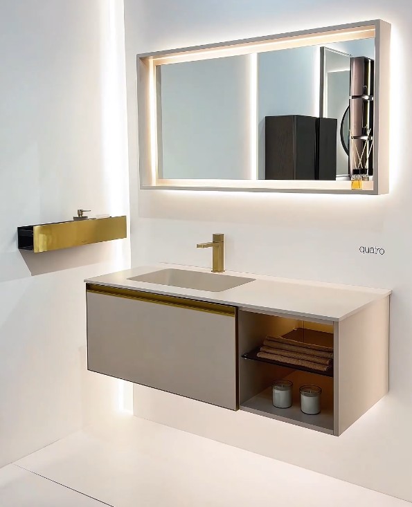 Тумба quatro cashmere с профилем matt gold