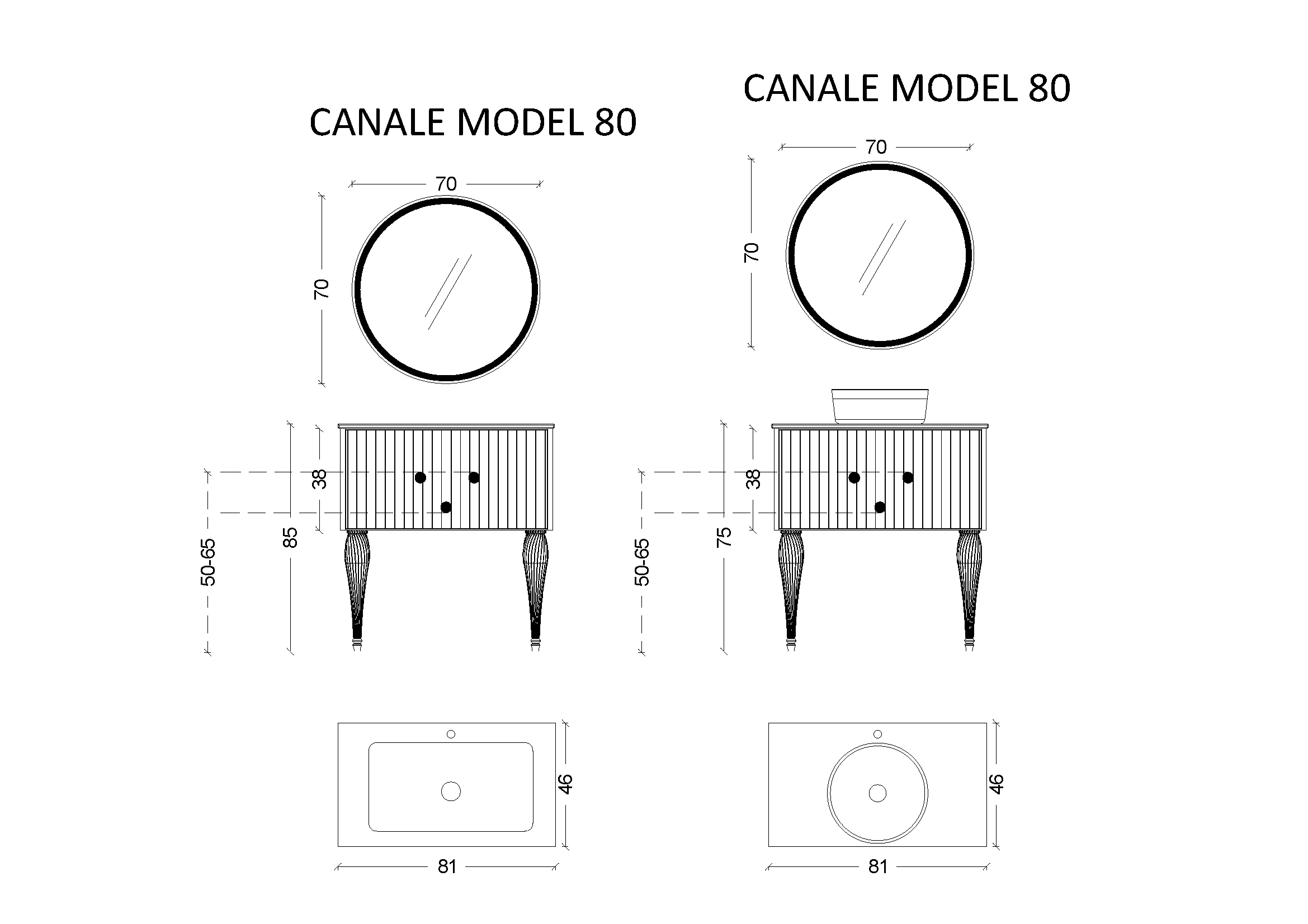 Тумба под раковину 80 см ArmadiArt Vallessi Avantgarde Canale 843-080-BG