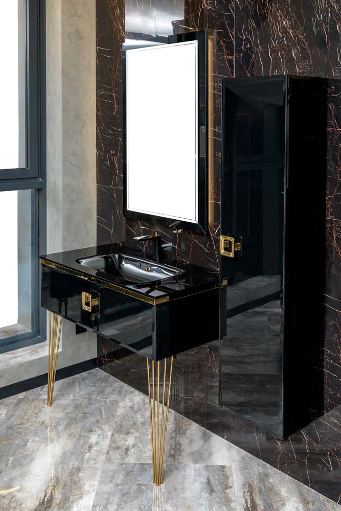 Раковина стеклянная 100 см ArmadiArt Lucido 852-100-B продается только в комплекте с тумбой