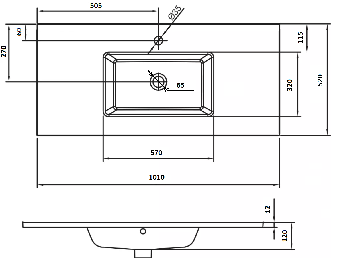 Столешница стекло 100см моноблок Бронзированный коричневый 852-100-BB