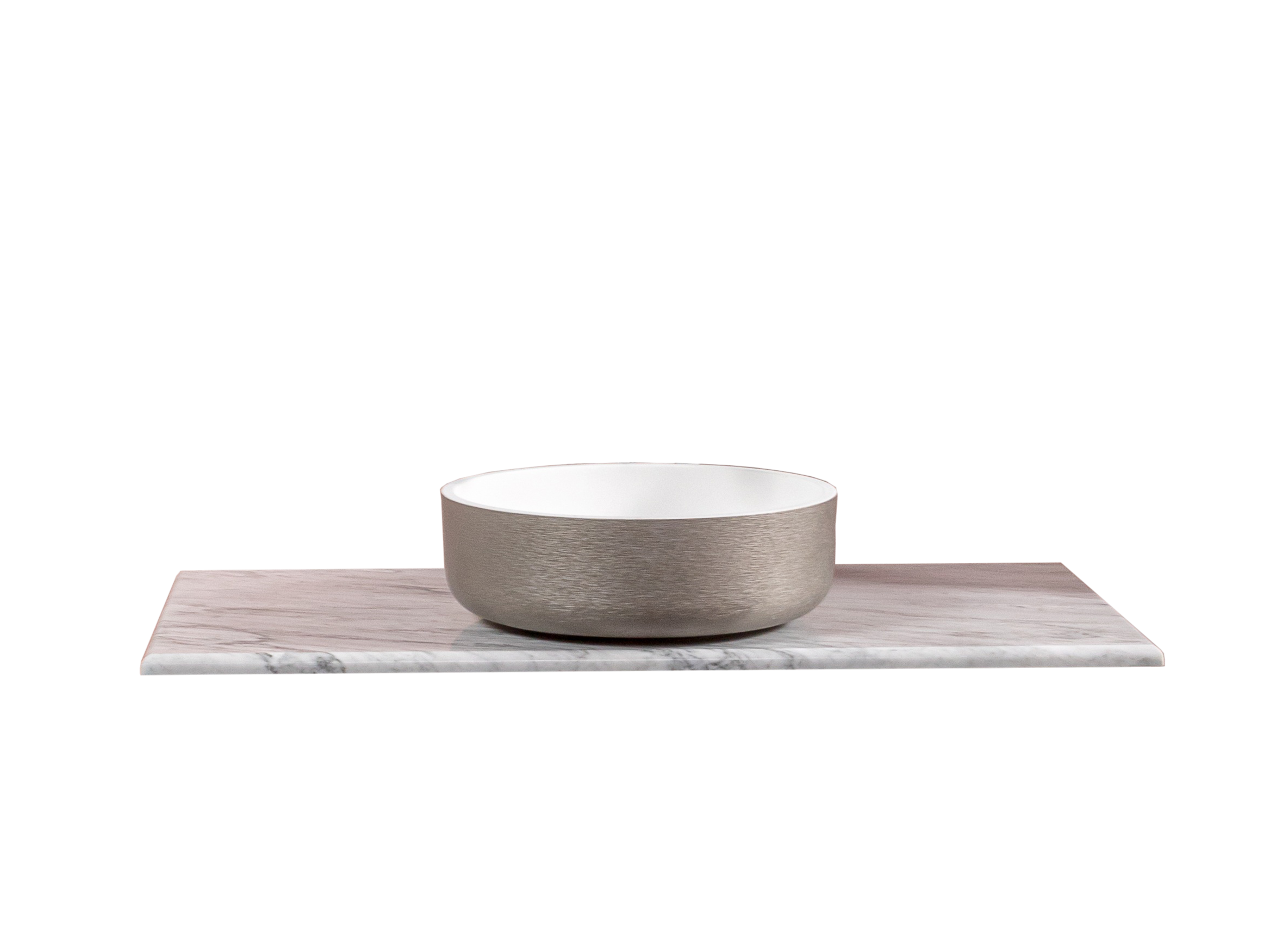 Столешница мрамор 101см Bianca Carrera под накладную раковину смесак сзади 857-101-BC