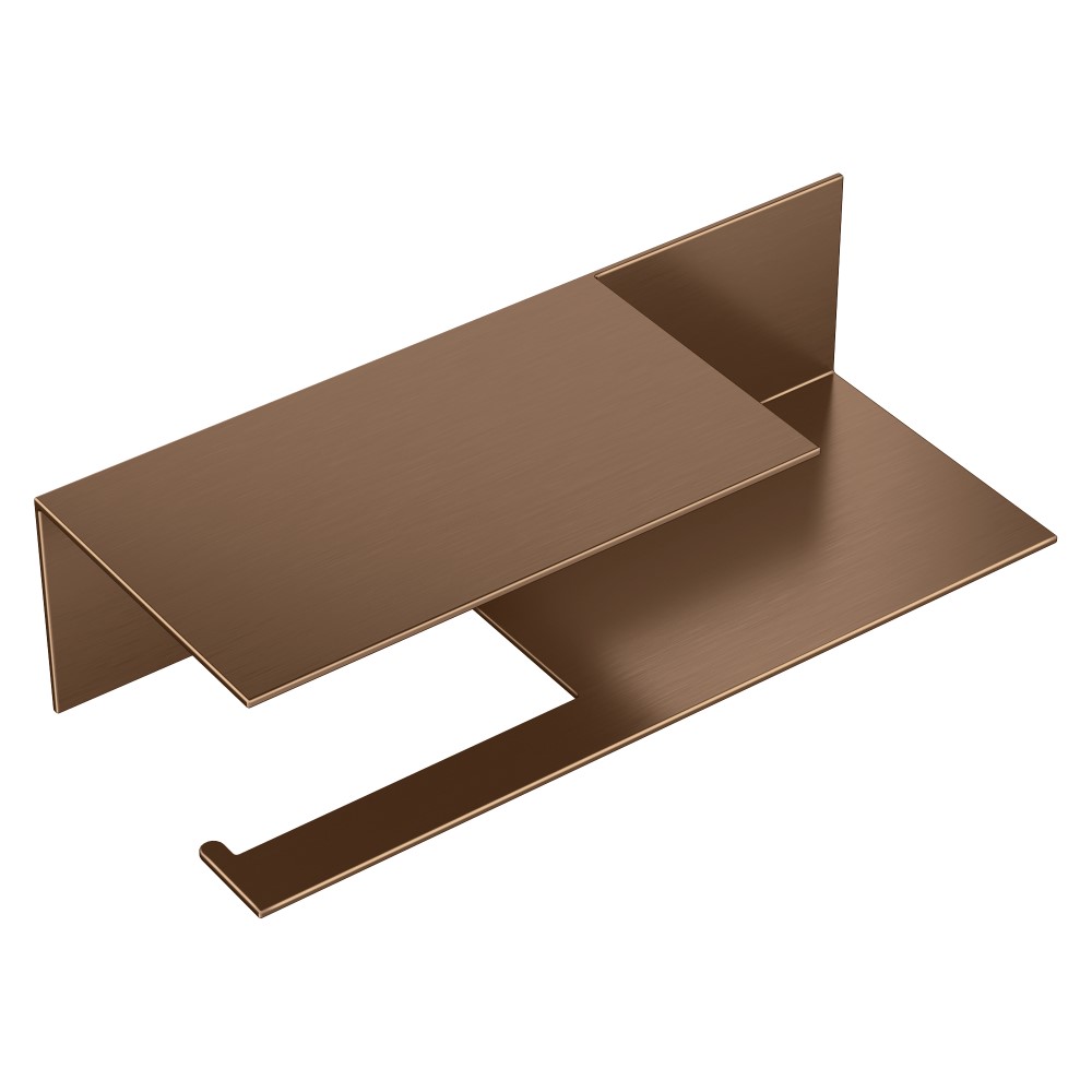 Держатель для туалетной бумаги c полкой Qubic Brushed Bronze 10721-2-BRB