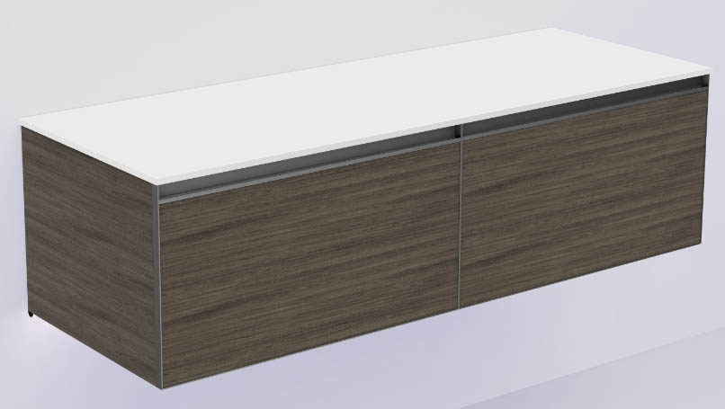 QUATRO 2 140см (70+70) тумба OAK ANTHRACITE профиль ANTHRACITE + внутр. подсв. 790-M2-140(70+70)-OA-A+L