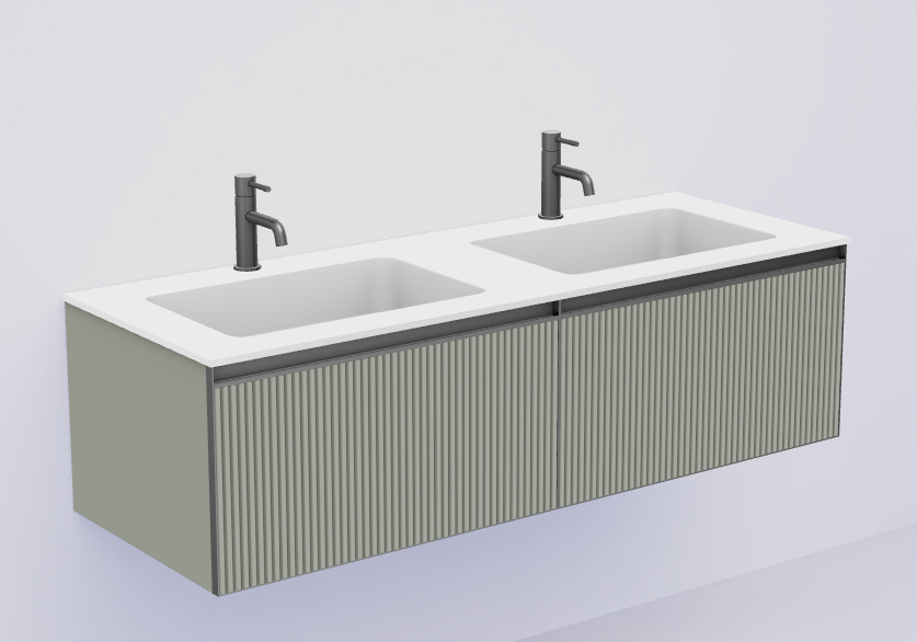 QUATRO 2 140см (70+70) тумба рифл LUNA профиль ANTHRACITE + внутр. подсв. 790-M2-140(70+70)-R-L-A-L