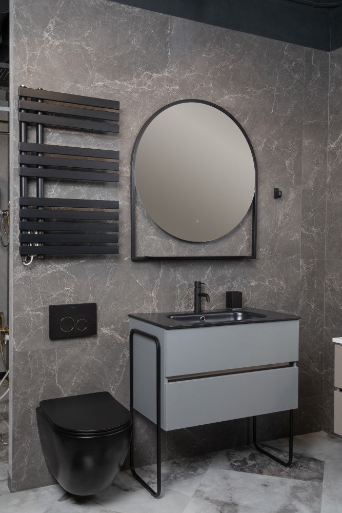 Тумба без раковины Vallessi 80*46cm DUST Grey мат 2 полки (402) 837-080-GD mat