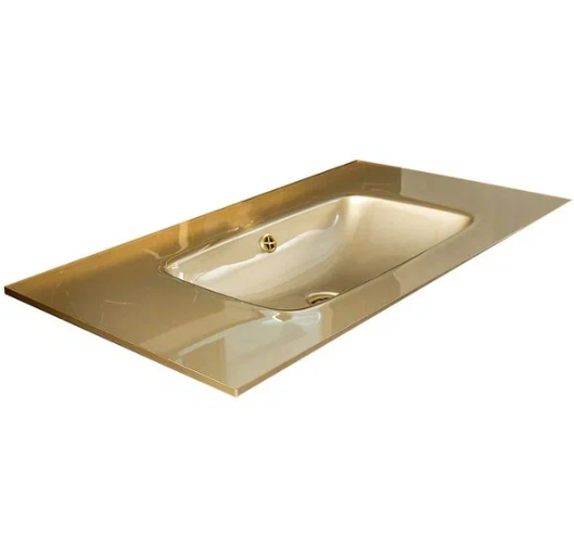 Раковина стеклянная 100 см ArmadiArt Lucido 852-100-Light Gold продается только в комплекте с тумбой