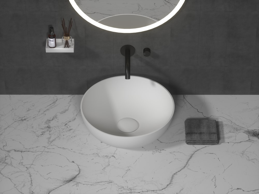 Раковина накладная Ø35 см ArmadiArt Corian Slim 879-35