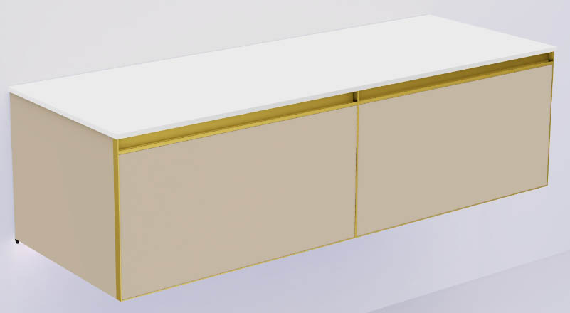 QUATRO 2 140см (70+70) тумба DAPHNE профиль MATT GOLD + внутр. подсв. 790-M2-140(70+70)-D-MG+LD