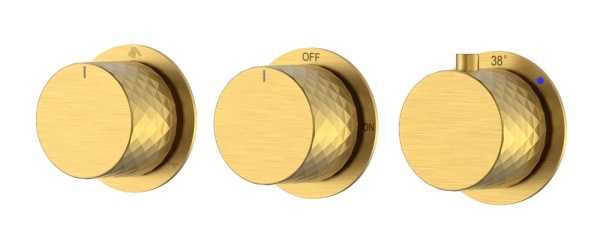 Смеситель встроенный с термостатом STICK DIAMOND MATT GOLD 3-проходной 124-T-3-MG.1