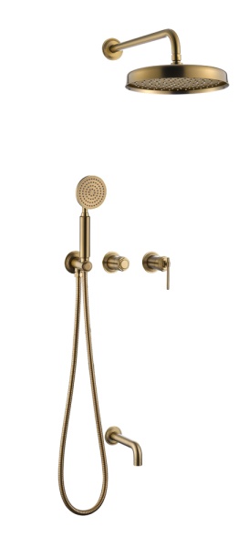 Смеситель встроенный + верхний + ручной душ + излив, ETERNA BRONZE 174-2-BR