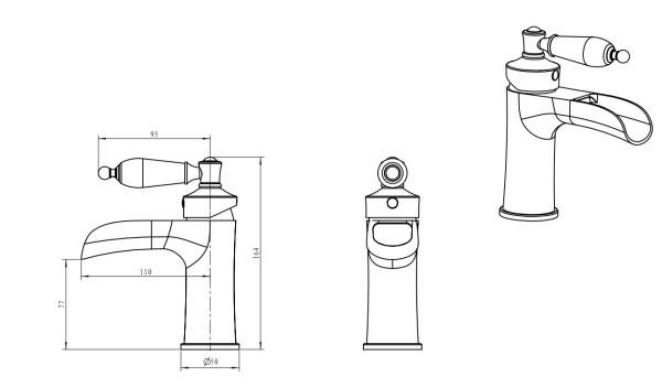 Смеситель для раковины Boheme Vogue 211-MR-R