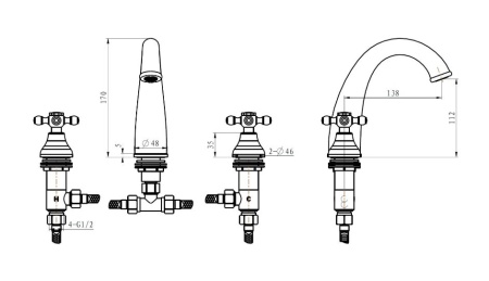 Смеситель для раковины Boheme Tradizionale 277 W-Cr