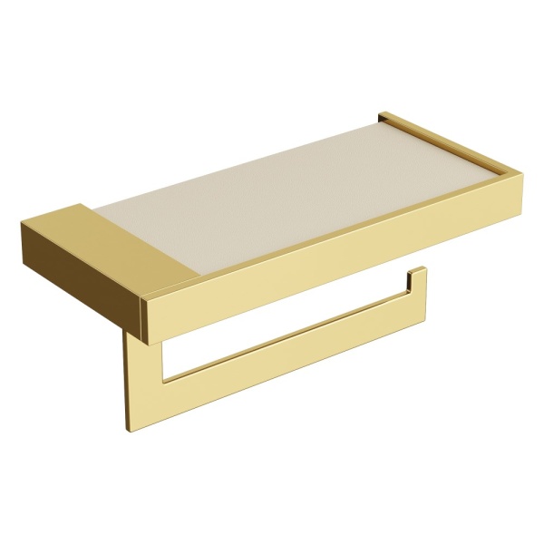Держатель для туалетной бумаги c крышкой Qubic Gold 10721-G