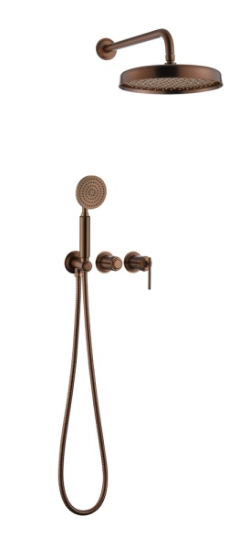 Смеситель встроенный + верхний+ ручной душ, ETERNA BRUSHED BRONZE 174-BRB