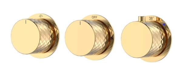 Смеситель встроенный с термостатом STICK DIAMOND GOLD 3-проходной 124-T-3-G.1