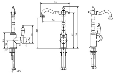 Смеситель для раковины Boheme Medici 302-BSW
