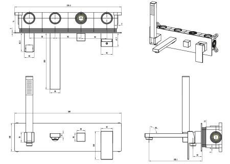 Смеситель для ванны Boheme Qubic 474-2-BR