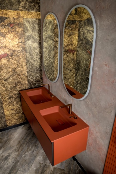 QUATRO 140 раковина-моноблок TERRACOTTA (двойная) 1410*520*157 акрил 793-140-2-T