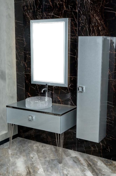 Столешница стекло 100см прямая Серебро Lucido 853-100-SL