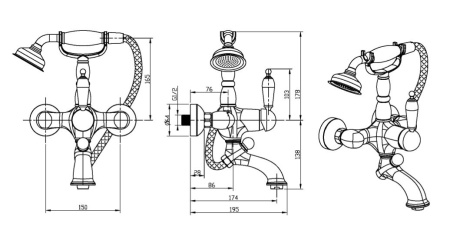Смеситель для ванны Boheme Tradizionale 283-MR-W