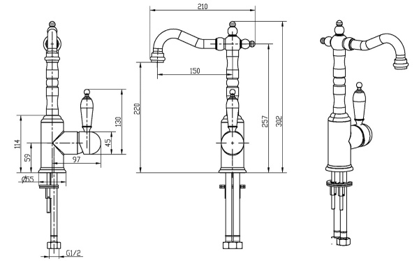 Смеситель для раковины Boheme Medici 302-BLC