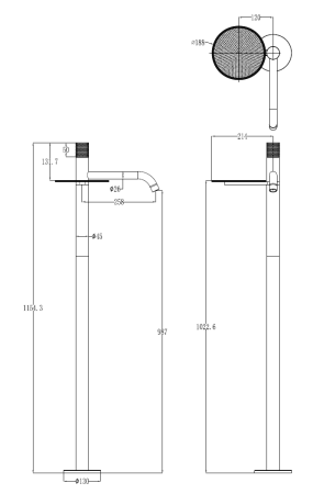 Смеситель STICK напольный для умыв. NICKEL BRUSH MARBLE GREY 120-NB-MR-GR
