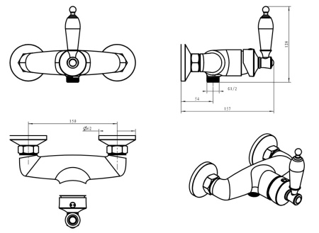 Смеситель для душа Boheme Vogue 224-MR-V