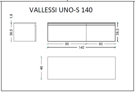 Тумба под столешницу 140 см ArmadiArt Vallessi Uno-S 897-140-A glossy