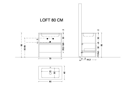 Тумба под консоль 80 см ArmadiArt Loft 894-080-W