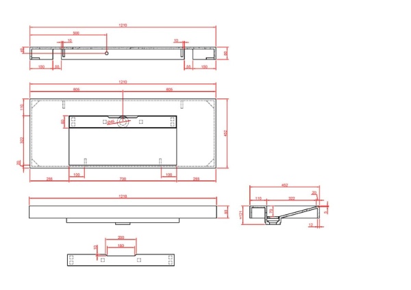 Раковина 120 см ArmadiArt Flat 859-120-CLCT продается только в комплекте с тумбой