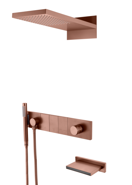 Встроенная душевая система с изливом ZODIAC, трехпозиционная Brushed Bronze 132-2-BRB