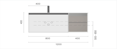 QUATRO 6 120см (80+40) тумба DAPHNE профиль ANTHRACITE c подсветкой 790-M6-120-D-A-LED