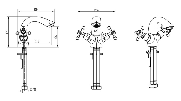 Смеситель для раковины Boheme Royal Cristal 311-Royal/CRST black