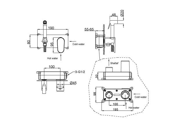 Смеситель для ванны Boheme Spectre 457-MG