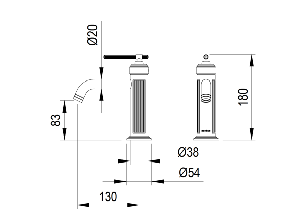 Смеситель для умывальника ETERNA NICKEL BRUSH 171-NB