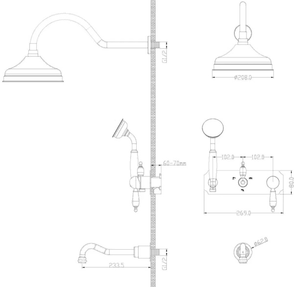 Встраиваемая душевая система Boheme Medici 308-BSW