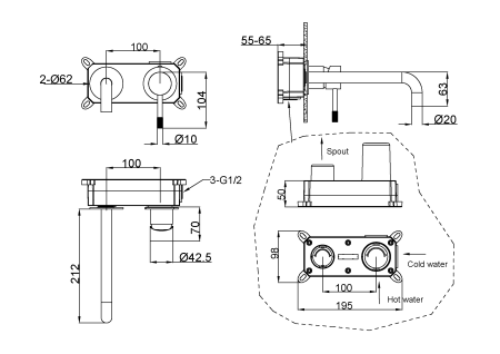 Смеситель для раковины Boheme Uno 465-BCR