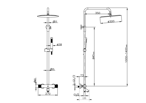 Душевая стойка Boheme Uno 468-T-BRB
