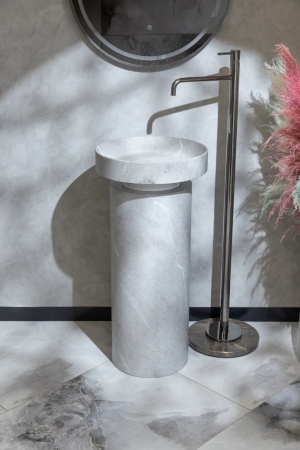 Раковина Ø40 см на пьедестале ArmadiArt Sole Corian 801-GR+801-Base-Grey