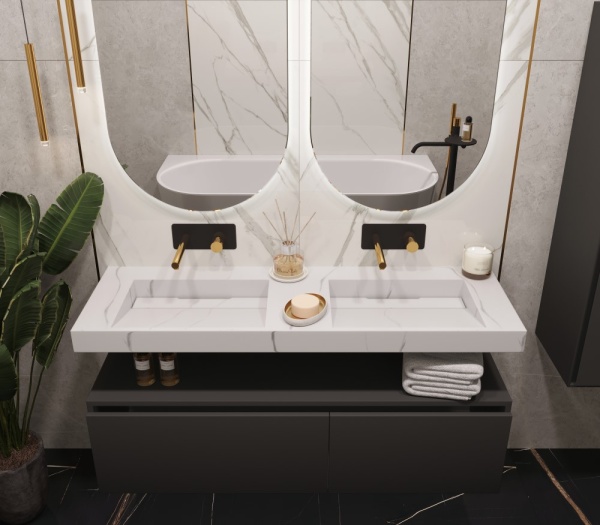 Раковина 140 см ArmadiArt Flat 859-140-CLCT продается только в комплекте с тумбой