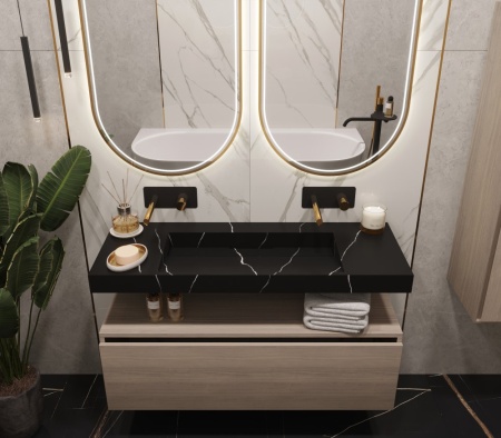 Раковина 120 см ArmadiArt Flat 859-120-NM продается только в комплекте с тумбой