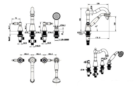 Смеситель на борт ванны Boheme Tradizionale 396-CRST